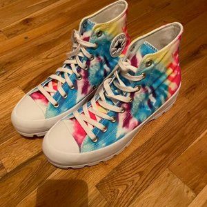 Size 8 Women's High Top Chunky Platform Tye Dye Converse All Star